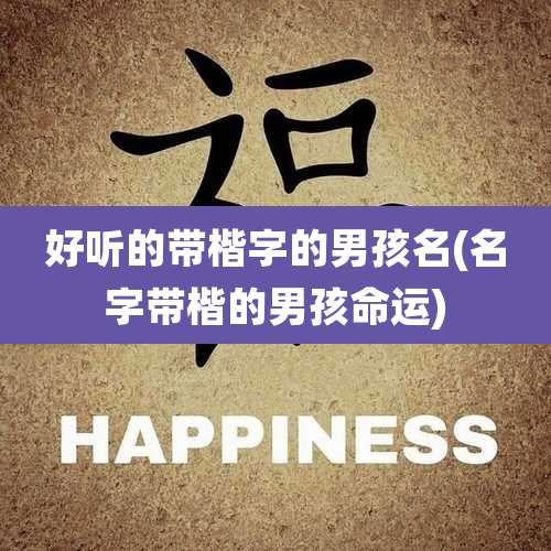 好听的带楷字的男孩名(名字带楷的男孩命运)