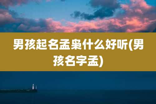 男孩起名孟枭什么好听(男孩名字孟)