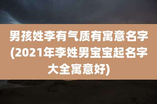 男孩姓李有气质有寓意名字(2021年李姓男宝宝起名字大全寓意好)