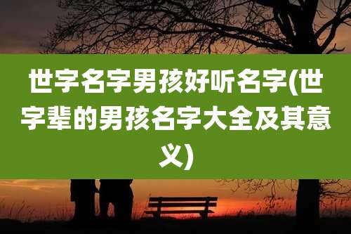 世字名字男孩好听名字(世字辈的男孩名字大全及其意义)