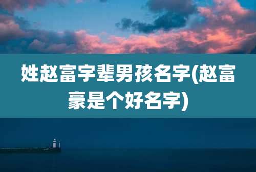 姓赵富字辈男孩名字(赵富豪是个好名字)