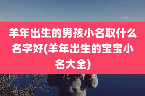 羊年出生的男孩小名取什么名字好(羊年出生的宝宝小名大全)