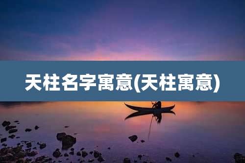 天柱名字寓意(天柱寓意)