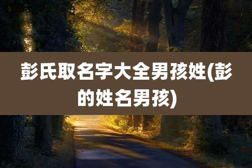 彭氏取名字大全男孩姓(彭的姓名男孩)