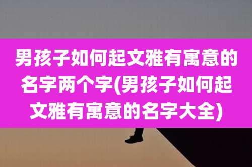 男孩子如何起文雅有寓意的名字两个字(男孩子如何起文雅有寓意的名字大全)
