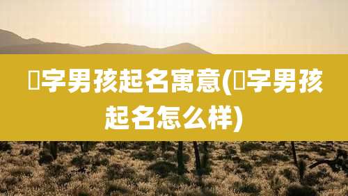 旸字男孩起名寓意(旸字男孩起名怎么样)