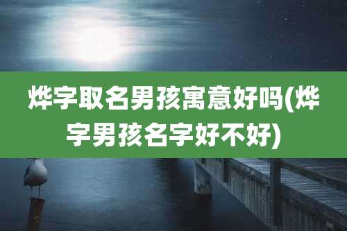 烨字取名男孩寓意好吗(烨字男孩名字好不好)