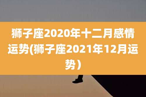 狮子座2020年十二月感情运势(狮子座2021年12月运势)