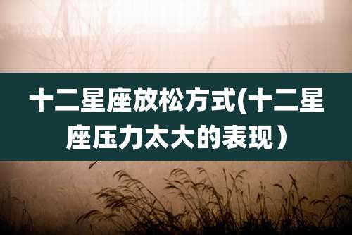 十二星座放松方式(十二星座压力太大的表现）