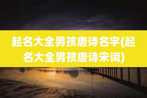 起名大全男孩唐诗名字(起名大全男孩唐诗宋词)