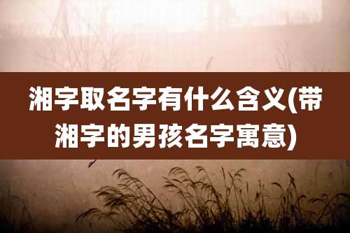 湘字取名字有什么含义(带湘字的男孩名字寓意)