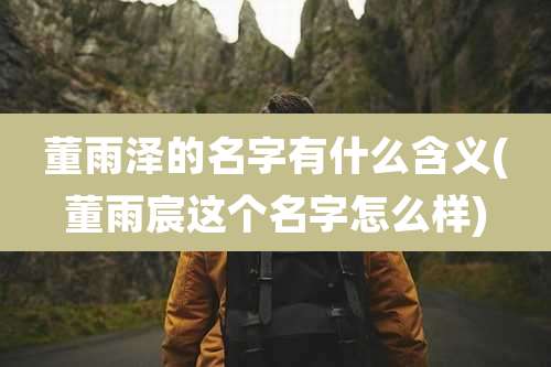 董雨泽的名字有什么含义(董雨宸这个名字怎么样)