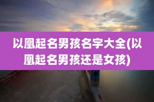 以凰起名男孩名字大全(以凰起名男孩还是女孩)