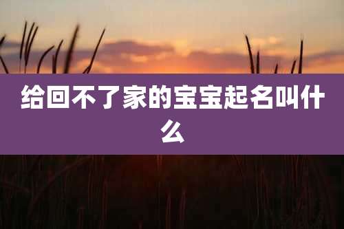 给回不了家的宝宝起名叫什么