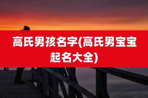 高氏男孩名字(高氏男宝宝起名大全)