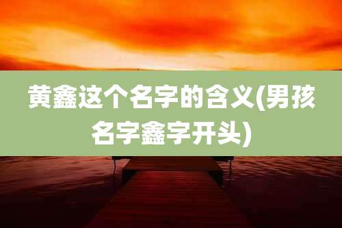 黄鑫这个名字的含义(男孩名字鑫字开头)