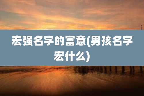 宏强名字的富意(男孩名字宏什么)
