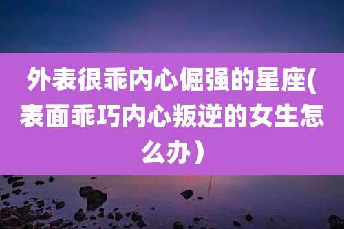 外表很乖内心倔强的星座(表面乖巧内心叛逆的女生怎么办)