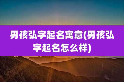 男孩弘字起名寓意(男孩弘字起名怎么样)