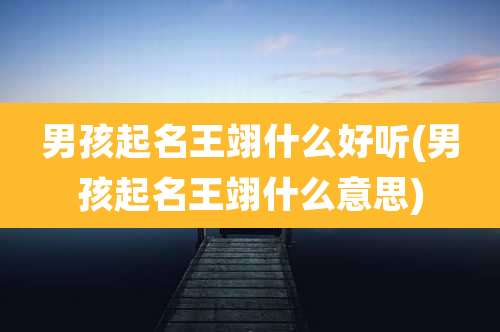 男孩起名王翊什么好听(男孩起名王翊什么意思)