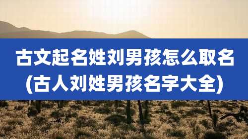 古文起名姓刘男孩怎么取名(古人刘姓男孩名字大全)