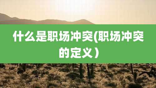 什么是职场冲突(职场冲突的定义）