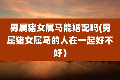 男属猪女属马能婚配吗(男属猪女属马的人在一起好不好)