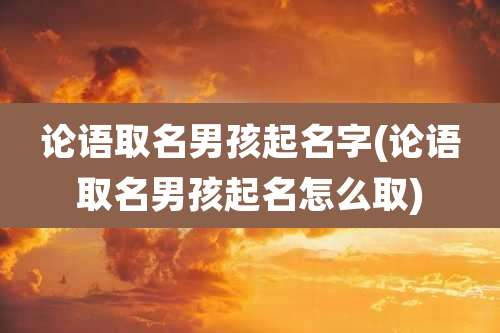 论语取名男孩起名字(论语取名男孩起名怎么取)