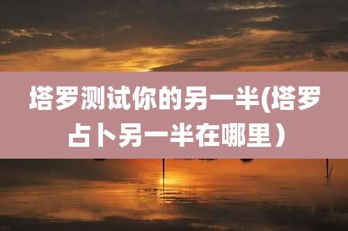 塔罗测试你的另一半(塔罗占卜另一半在哪里)
