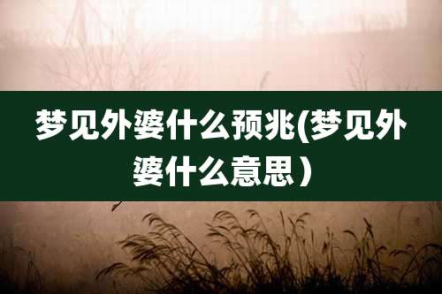 梦见外婆什么预兆(梦见外婆什么意思)