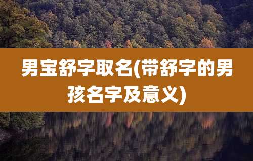 男宝舒字取名(带舒字的男孩名字及意义)