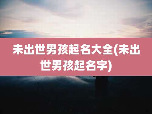 未出世男孩起名大全(未出世男孩起名字)