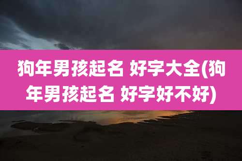 狗年男孩起名 好字大全(狗年男孩起名 好字好不好)