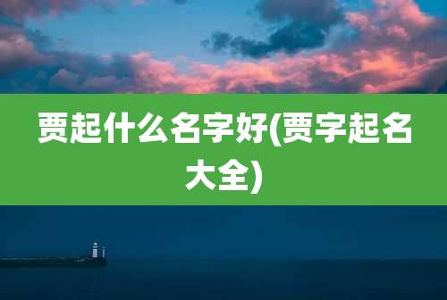 贾起什么名字好(贾字起名大全)