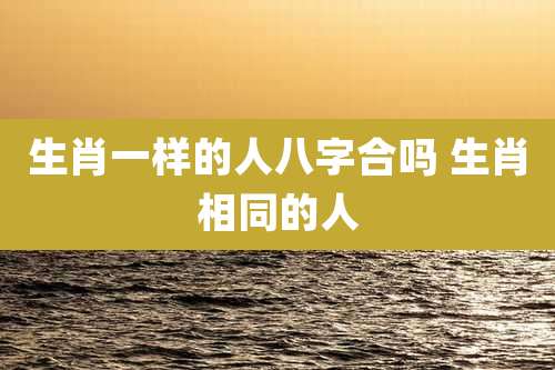 生肖一样的人八字合吗 生肖相同的人