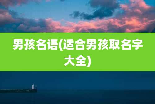 男孩名语(适合男孩取名字大全)
