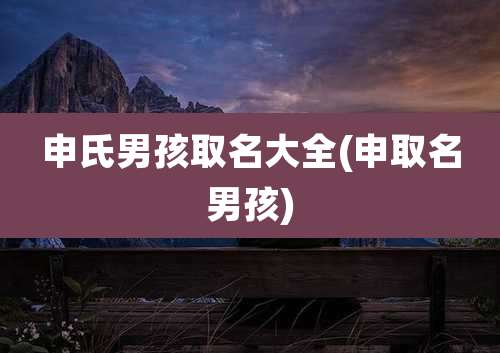 申氏男孩取名大全(申取名男孩)