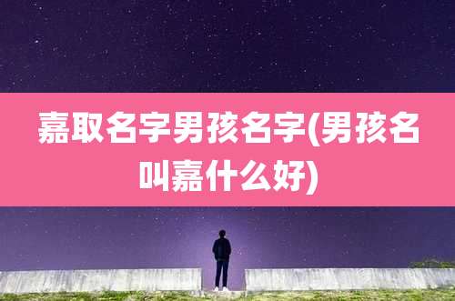 嘉取名字男孩名字(男孩名叫嘉什么好)
