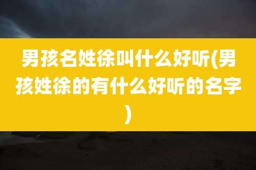 男孩名姓徐叫什么好听(男孩姓徐的有什么好听的名字)