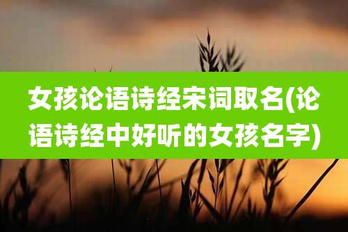 女孩论语诗经宋词取名(论语诗经中好听的女孩名字)
