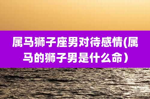 属马狮子座男对待感情(属马的狮子男是什么命)