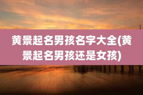 黄景起名男孩名字大全(黄景起名男孩还是女孩)