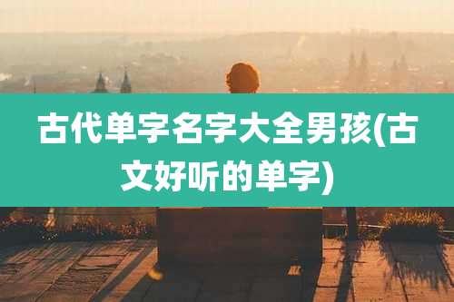 古代单字名字大全男孩(古文好听的单字)