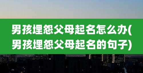 男孩埋怨父母起名怎么办(男孩埋怨父母起名的句子)
