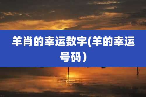 羊肖的幸运数字(羊的幸运号码)