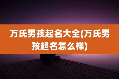 万氏男孩起名大全(万氏男孩起名怎么样)