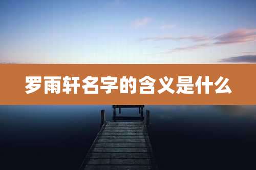 罗雨轩名字的含义是什么