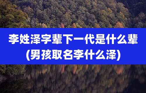李姓泽字辈下一代是什么辈(男孩取名李什么泽)