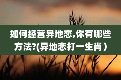 如何经营异地恋,你有哪些方法?(异地恋打一生肖）