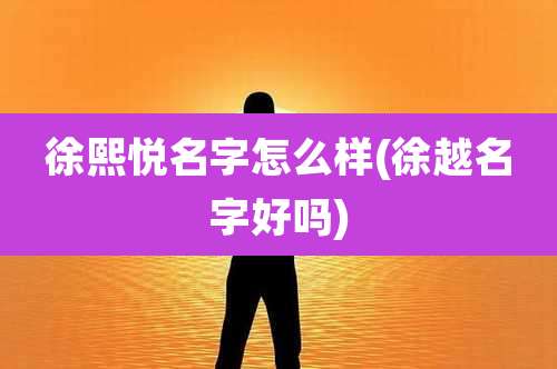 徐熙悦名字怎么样(徐越名字好吗)